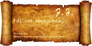 Fürst Henrietta névjegykártya